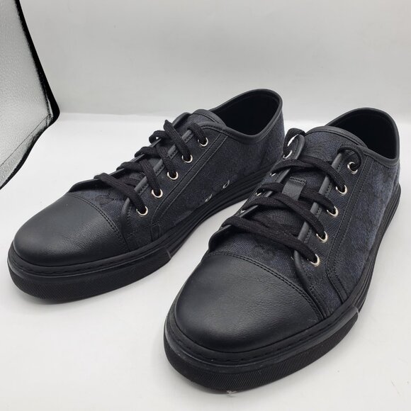 AUTHENTIC GUCCI MENS ORIGINAL GG LOW TOP CANVAS with LEATHER SNEAKERS - Picture 7 of 14